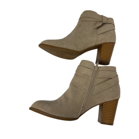 ZBY Brown Suede Ankle Booties Women’s 8.5 | Chunky Heel - Picture 4 of 11